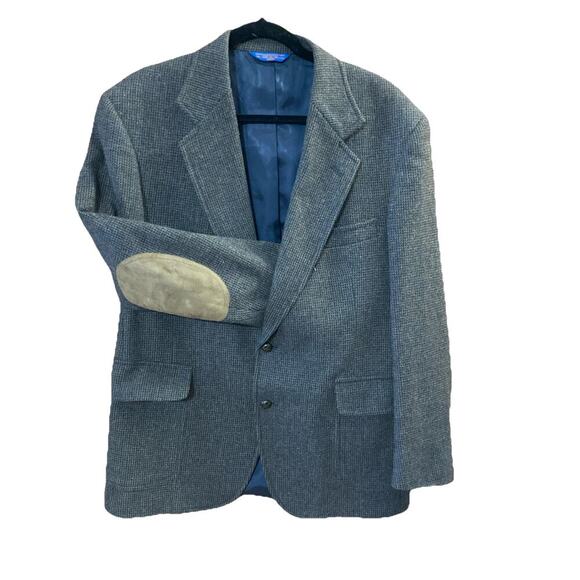 Pendleton Men's Virgin Wool Tweed Blazer Sz 42 Elbow Patches Sport Coat Gray - Picture 1 of 9